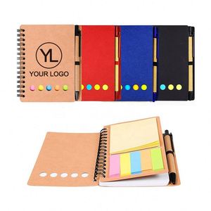 Custom Logo Kraft Paper Notepad Memo <b>Pad</b> Sticky Notes Organizer Spiral Bound <b>Notebook</b> with Ballpoint Pen - Product Image 1