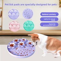 Plat et bol à lécher en silicone pour chats et chiens, à alimentation lente, avec ventouse faible, style fleur, forme ronde