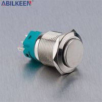 Interrupteur à bouton-poussoir efficace sans éclairage 19 mm 12 V IP65 pour salles de contrôle, interrupteur à bouton-poussoir électrique en métal