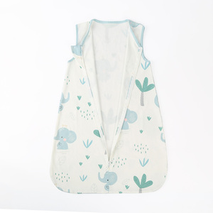Sacco per dormire per bambini coperta da indossare sacchi a pelo per bambini all'ingrosso 0.5 Tog 100% cotone stampato senza maniche con cerniera per neonati - Product Image 5