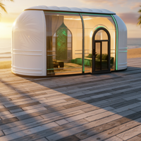 Dôme géodésique de luxe complet en polycarbonate moderne pour camping extérieur, hôtel, maison de glamping préfabriquée en EPS