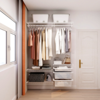 Ensemble d'étagères métalliques à rails amovibles, montage mural, grande capacité réglable, organisateur de vêtements pour chambre à coucher, salle de bain, rangement