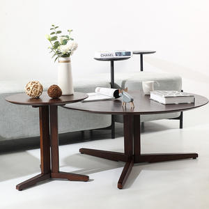 Minimalist Coffee <b>Table</b> <b>Walnut</b> Wood Round Modern Side <b>Table</b> Living Room Furniture - Product Image 3