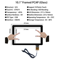 Layar Sentuh LCD 10.1" 1280*800 LH-10198-3 Antarmuka IIC/USB Berbingkai PCAP Panel Sentuh Kapasitif 10.1 Inci