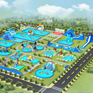 Dans le parc, il y a de grands toboggans aquatiques de dragon et de requin, des trampolines gonflables et des châteaux pour le plaisir des enfants. - Product Image 6