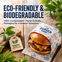 Papier d'emballage pour sandwichs et hamburgers, imprimé sur mesure, résistant à la graisse, de qualité alimentaire, biodégradable, pour les restaurants de restauration rapide