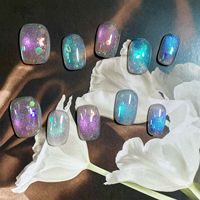 Ongles press-on élégants effet œil de chat, ongles en gel Osmanthus de haute qualité, réutilisables, 10 pièces/ensemble, art des ongles de luxe fait main