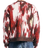 Pull en mohair pour homme avec logo personnalisé, motif jacquard en fourrure, vêtements en tricot d'hiver, cardigan en mohair duveteux pour homme