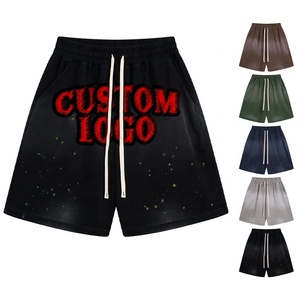 कस्टम पुरुषों के 100% कपास फ्रेंच टेरी स्पैन शॉर्ट्स गैंटस्टोन डिटग मुद्रित जॉगर स्ट्रीटवियर हमें ड्रॉस्ट्रिंग बुना हुआ बुनाई - Product Image 2