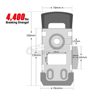 Sangle d'arrimage à cliquet rétractable automatique de 2 po x 10 pi en polyester 100 % avec boulon fixe, capacité de 4 400 lb pour le maintien de la cargaison sur remorques de bateaux et camions