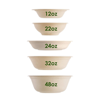 Bol de canne à sucre jetable 12oz 16oz 24oz 30oz 350ml 500ml de canne à sucre ronde bol à soupe à salade avec couvercle transparent