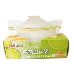 Bolsas reciclables con cremallera para almacenamiento de frutas de plástico transparente al por mayor, bolsas Ziplock frescas para refrigerador aptas para congelador