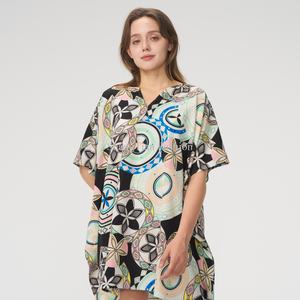 ชุดเดรสฮาวายฤดูร้อนดีไซน์ใหม่คุณภาพสูงสำหรับผู้หญิง แขนสั้นเซ็กซี่ กระชับเอว ลายพิมพ์ชายหาด ชุดมินิเดรสสไตล์ Aloha สำหรับผู้หญิง - Product Image 3