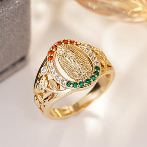 Anillo Católico con Cruz A118 con Circonita Cúbica Engastada, Joyería de Moda Unisex, Regalo para Ocasiones Religiosas - Product Image 2