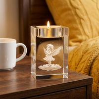 Support de bougie rectangulaire en verre cristal K9 personnalisé avec gravure laser 3D, support de bougie chauffe-plat vierge, impression de dessin animé DIY pour la décoration intérieure