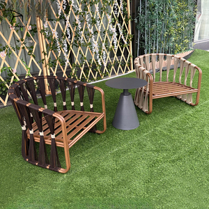 Set Divano e Sedie <span class=keywords><strong>da</strong></span> <span class=keywords><strong>Giardino</strong></span> <span class=keywords><strong>in</strong></span> Alluminio e <span class=keywords><strong>Legno</strong></span> per Esterni, Resistente a Tutte le Condizioni Atmosferiche, per Cortile e Terrazza - Product Image 1