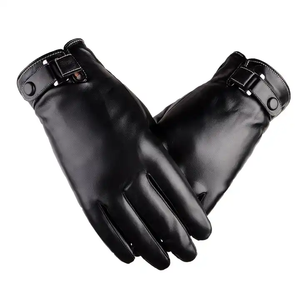 Gants d'hiver pour hommes en <span class=keywords><strong>cuir</strong></span> PU, gants de cyclisme coupe-vent, écran tactile, usage quotidien décontracté en plein air - Product Image 1