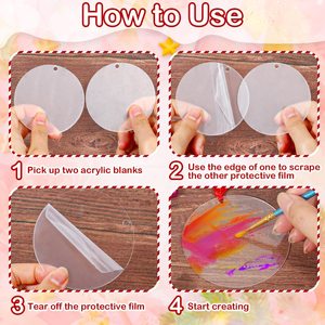 Porte-clés en acrylique transparent en forme de disque rond, supports vierges avec impression UV, en plastique - Product Image 6