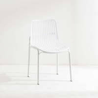 Chaise d'extérieur en polypropylène gris, nouveau design, avec pieds en métal