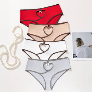 Braguitas de algodón acanalado de cintura baja para mujer, con recorte de corazón, logotipo personalizado, tallas grandes 1XL-4XL, en stock de fábrica en China - Product Image 1