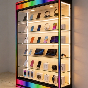 Vitrine pour modèles réduits de voitures avec vitrine en verre trempé sur mesure et éclairage de base LED couleur, idéale pour la présentation de produits de fumer - Product Image 4