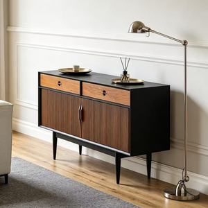 Hot Sale Mid Century Modern Fluted Wood <b>Sideboard</b> 2 Drawer 2 Door <b>Storage</b> Cabinet Retro Minimalist Credenza for Living Room - Product Image 1