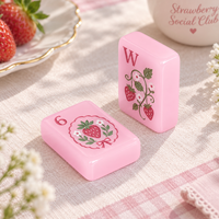 Tuiles de Mahjong Américaines en Résine Polie Premium, Gravées Nœud Papillon, Couleurs Crème Macaron Multi-Tons, Blocs de Jeu de Mahjong Solides