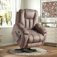 Fauteuil inclinable électrique confortable en peluche marron, en microsuède doux, pour salon (vente en gros)
