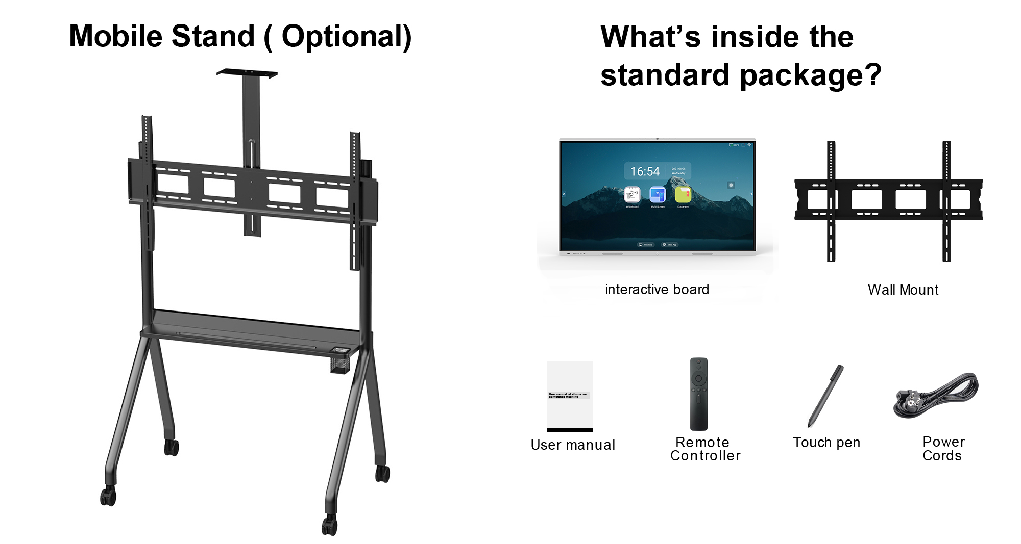 Multi Input 75 Inch Smart Board Interactive With 4g Memory 32g Storage 16