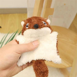 リンペット インタラクティブ 鳴き笛入りぬいぐるみ フライングスquirrel 犬猫用おもちゃ - 耐久性のあるグレー＆ブラウン 15.5x11.5x3cm サクサク音がする楽しいおもちゃ - Product Image 2