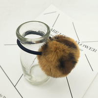 Anneau élastique à cheveux imprimé léopard multicolore boule de lapin accessoires pour cheveux filles cercle hiver coiffure corde élastique anneau à cheveux