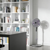 Ventilateur de circulation d'air à oscillation automatique, nouvelle arrivée 2026, ventilateur sur pied à vent puissant, affichage de la minuterie, lame de 400 mm, ventilateur de refroidissement, moteur CC