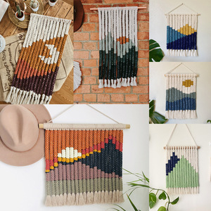 Tapiz de Pared Rectangular de Macramé Tejido a Mano con Diseño de Hojas Contemporáneo, de Cuerda de Algodón Ecológica, Lavable a Máquina, Decoración del Hogar - Product Image 2
