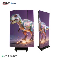 Écran d'affichage LED mobile pliable sur roues P2.5 P1.8, kiosque publicitaire numérique contrôlé par application pour hall d'exposition, comptoir d'accueil