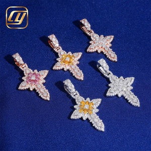 CHOYUE Joyería Fina de Oro Real de 10K y 14K con Diamantes Cultivados en Laboratorio, Joyería Hip Hop, Colgante Iced Out, Colgante Cruz Buss Down - Product Image 3
