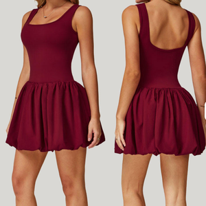 Быстросохнущее дышащее платье из спандекса/полиэстера с 4-сторонним растяжением, эластичное, для активного отдыха, гольфа, йоги, тенниса, без спинки, со встроенной подушечкой для груди - Product Image 2