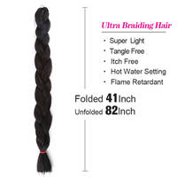 Extensions de cheveux synthétiques lisses et réalistes en soie à basse température, type Kanekalon, pré-étirées pour tressage facile à la machine