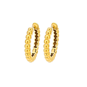 Logo personalizable joyería fina moda texturizada 14K oro con cuentas pendientes de Aro para niñas - Product Image 1