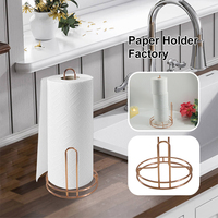 Porte-serviettes de cuisine en cuivre, support de papier toilette rond en acier inoxydable pour comptoir, couleur or rose