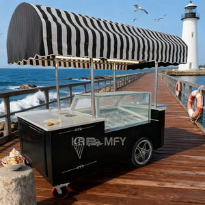 Carrito expendedor de flores y gelato con vitrina, congelador móvil para helados de calle - Product Image 1