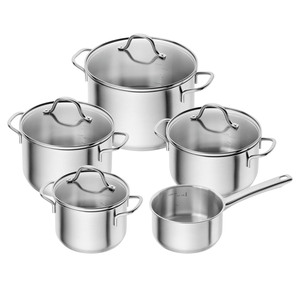 ty-Kitchenware Premium Tri-Ply Stainless Steel Cookware <b>Set</b> with Mirror Polish and Glass Lid - Product Image 1
