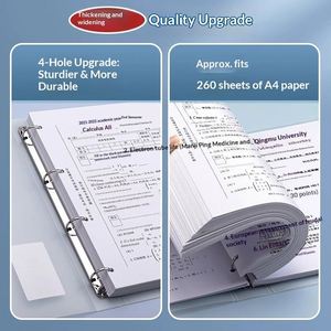 Four-Hole <b>A4</b> Pp Material Punched Binder Transparent Storage <b>Folder</b> for Organizing Student Test Papers Paper Book Clips - Product Image 3