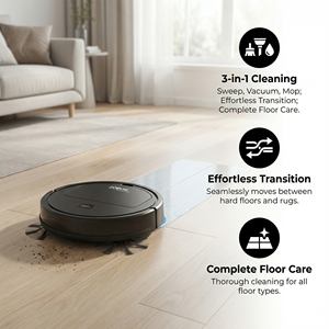 เครื่องดูดฝุ่นหุ่นยนต์ 1500pa เครื่องดูดฝุ่นหุ่นยนต์สำหรับบ้าน แบบไร้สายสามในหนึ่งเดียว - Product Image 3