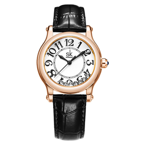 Reloj de Cuarzo para Mujer, Diseño de Lujo Ligero, Brillante, con Diamantes, Correa de Cuero Genuino Suave, Elegante, Resistente al Agua, para Uso Diario - Product Image 2