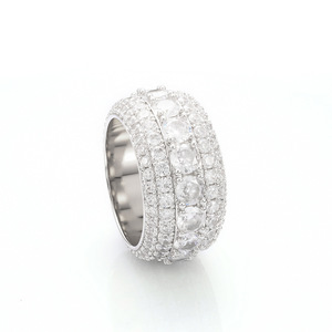 Anillo de Eternidad Hip Hop con Incrustaciones de Moissanita VVS, Plata 925, Certificado GRA, Estilo Rapero, 5 Hileras, Brillante y Deslumbrante para Hombre, Pasa el Test de Diamantes - Product Image 2