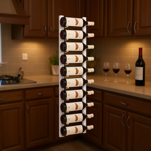 Estante para vino montado en la pared de hierro blanco, capacidad para 12 botellas, diseño minimalista resistente al óxido para almacenamiento en el bar del hogar - Product Image 2