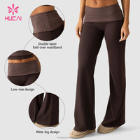 Pantalon de yoga évasé double couche de haute qualité pour femme, avec revers, idéal pour le fitness et la gym