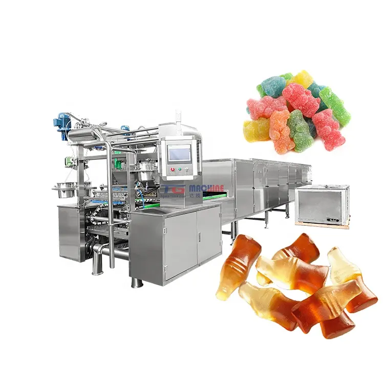 Máquina automática de moldeado de dulces, máquina de producción de dulces de goma con función de vitamina, línea de producción