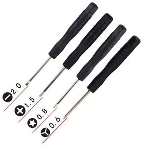 Juego de Destornilladores de 2.0 mm de Cabeza Plana, 1.5 mm Phillips, 0.8 mm Estrella, 0.6 mm Hexagonales, Magnéticos, con Mango de Acero al Carbono y Empuñadura de Plástico, Herramientas de Reparación - Product Image 1