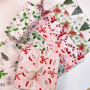 Papel de Seda con Diseño de Bayas Navideñas 50x70cm, Papel de Regalo con Patrón de Flores y Bayas en Acuarela para Rellenar Bolsas de Regalo Navideñas - Product Image 3